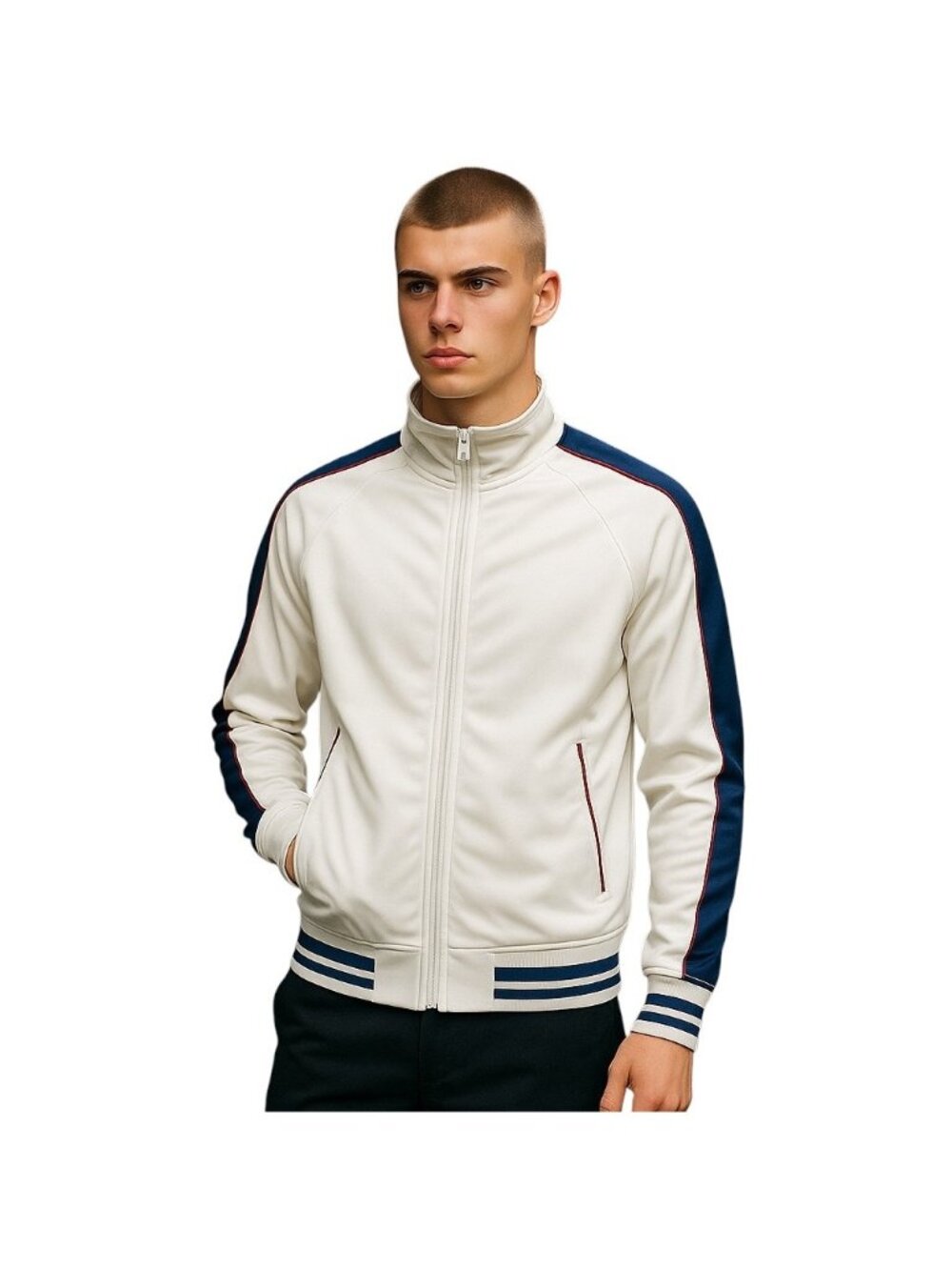 Footlocker Mens Track Jacket Cream Size S Minimalist Athleisure Sporty Retro